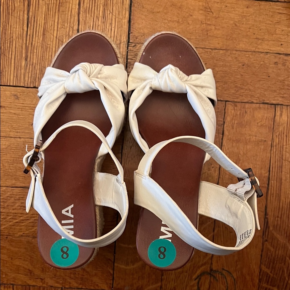 MIA White Knotted Slingback Espadrille Sandals